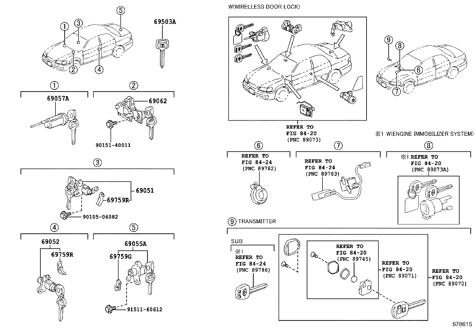 69005-33540 CYLINDER SET, LOCK product image
