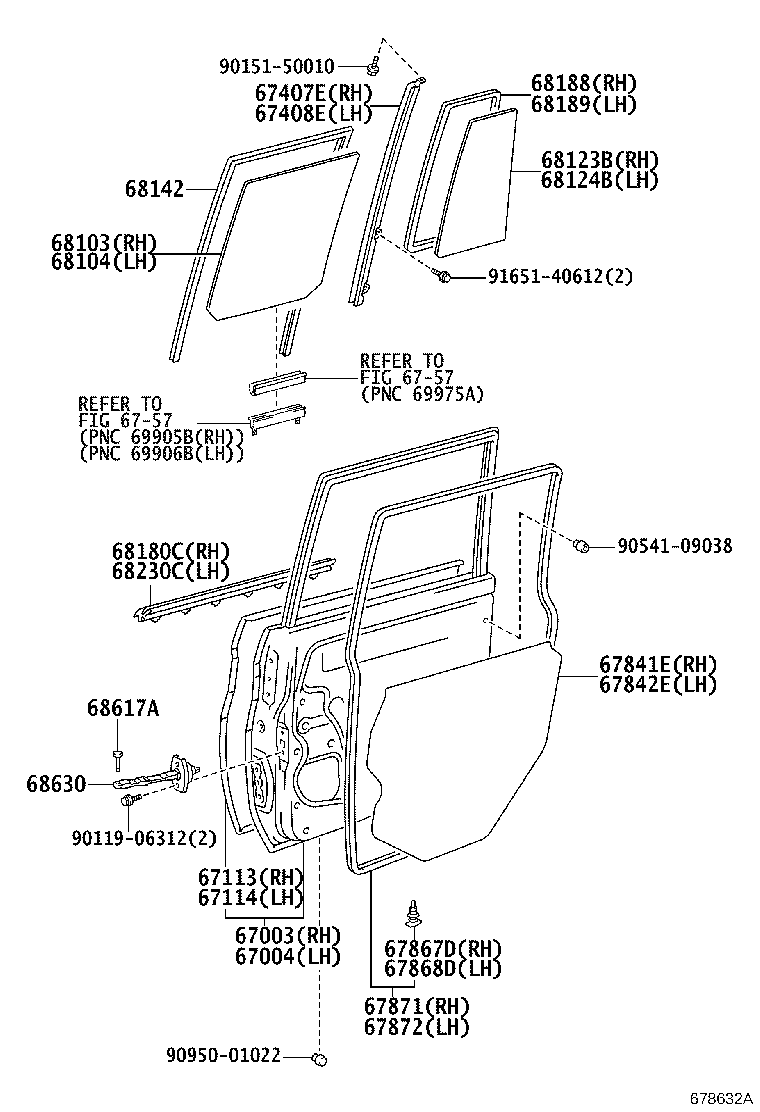 67871-60030 WEATHERSTRIP, REAR DOOR, RH product image