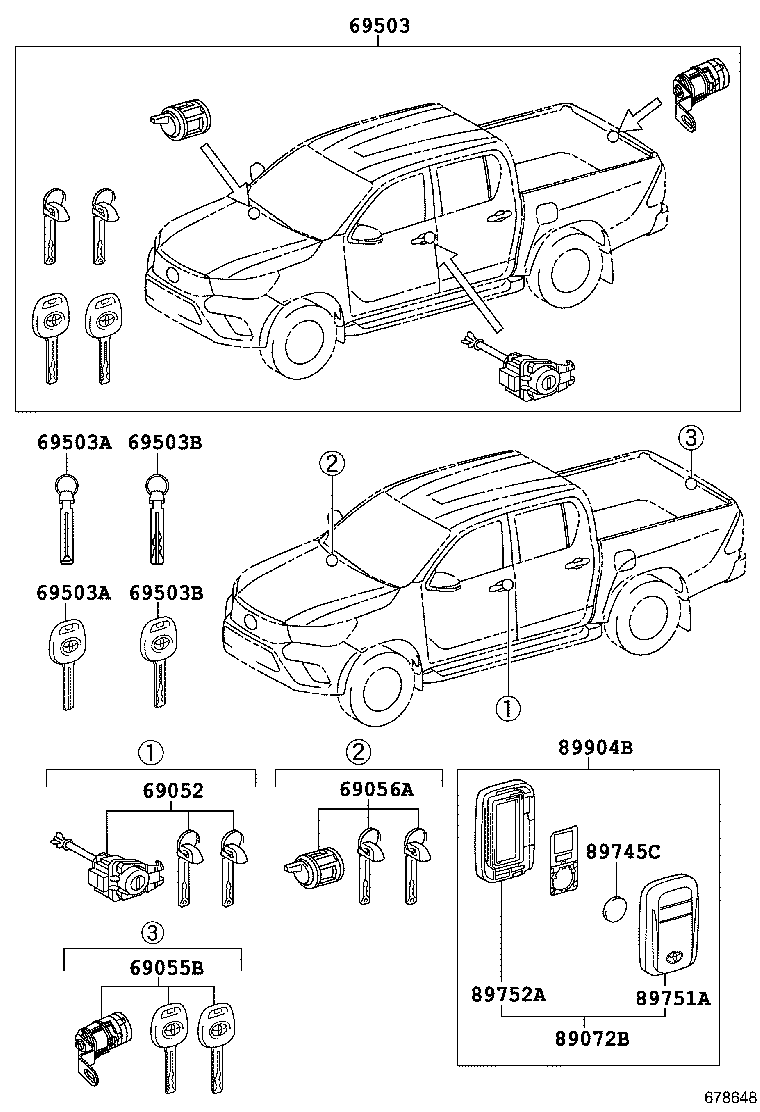 69005-0KB40 CYLINDER SET, LOCK product image