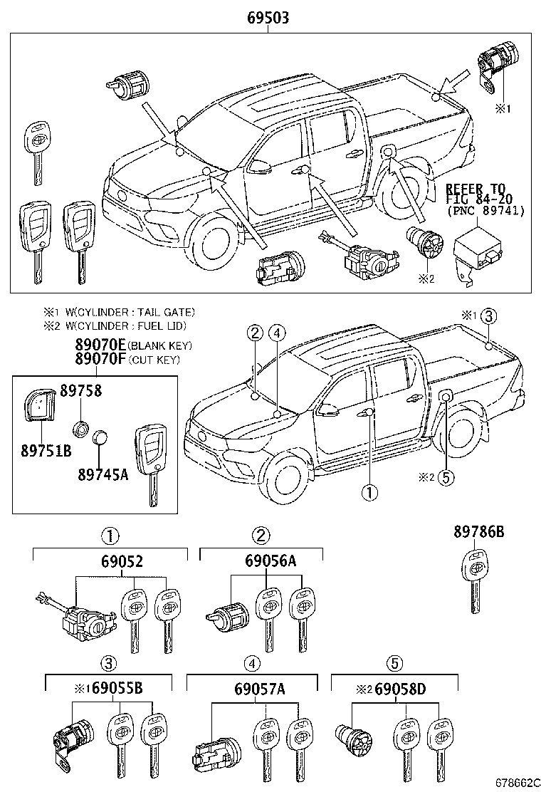 69005-0KB40 CYLINDER SET, LOCK product image