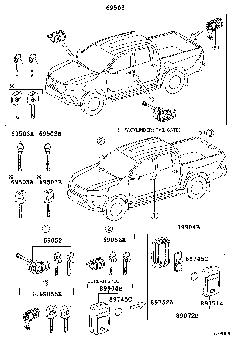 69005-0KB20 CYLINDER SET, LOCK product image