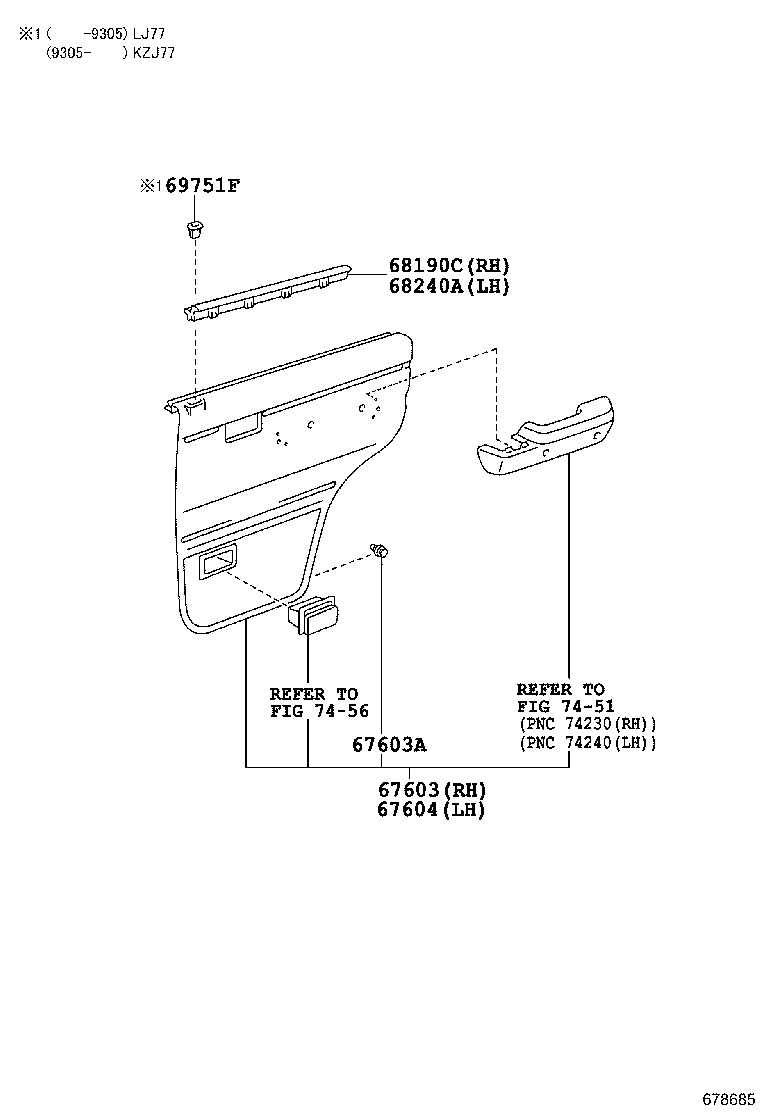 67871-60030 WEATHERSTRIP, REAR DOOR, RH product image