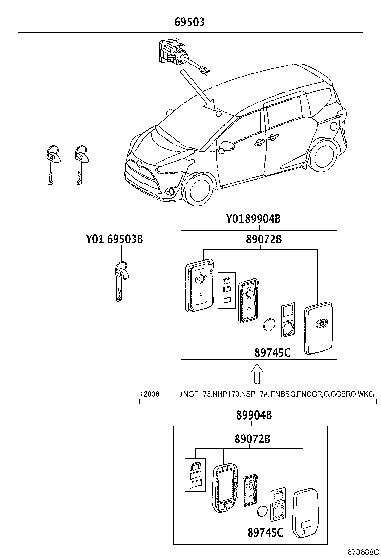 69005-52R90 CYLINDER SET, LOCK product image