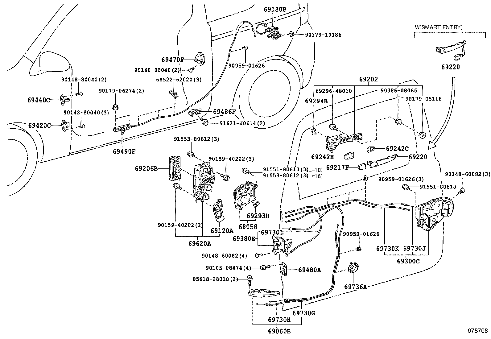 69710-52210 CABLE ASSY, FRONT DOOR LOCK REMOTE CONTROL, RH product image