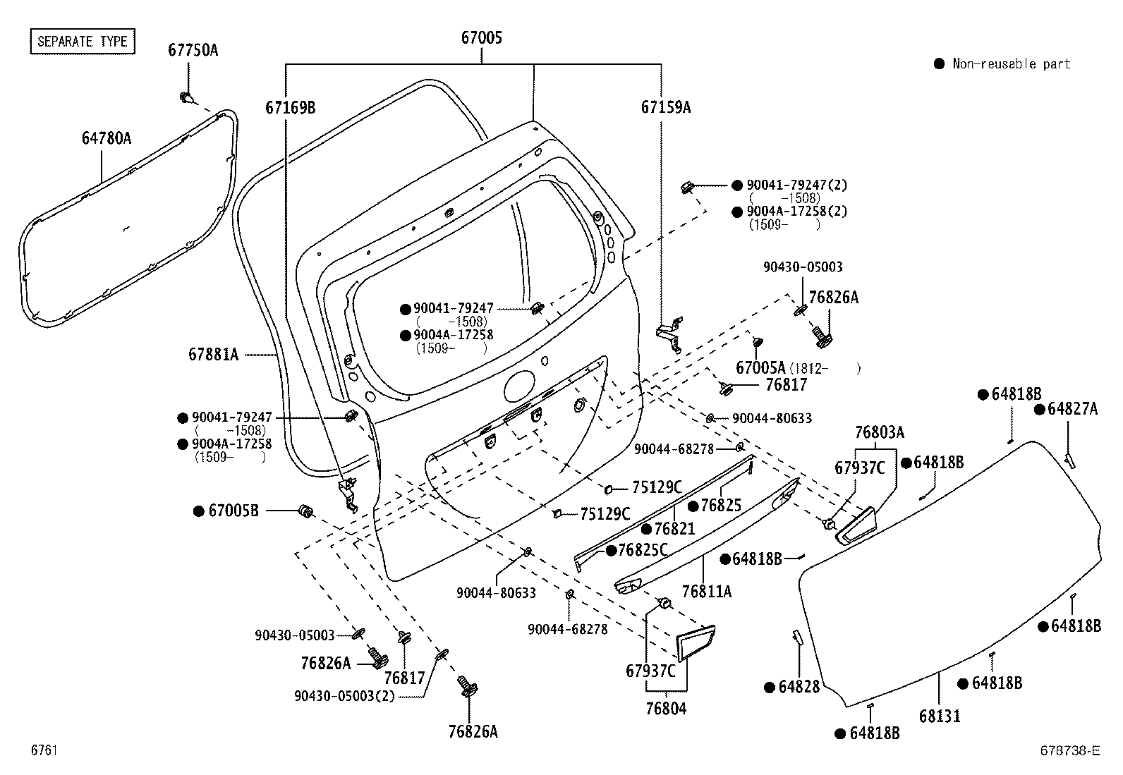 Toyota 67005-BZ600 PANEL SUB-ASSY, BACK DOOR
