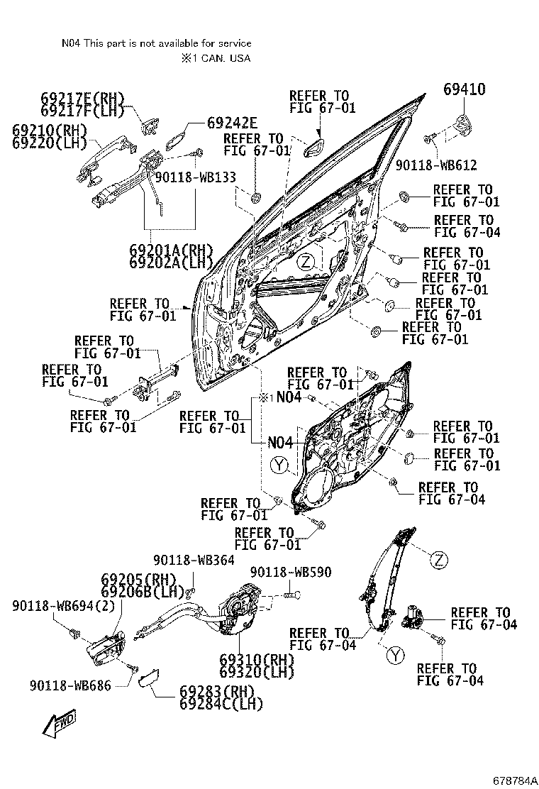 Toyota 69201-WB002 FRAME SUB-ASSY, FRONT DOOR OUTSIDE HANDLE, RH