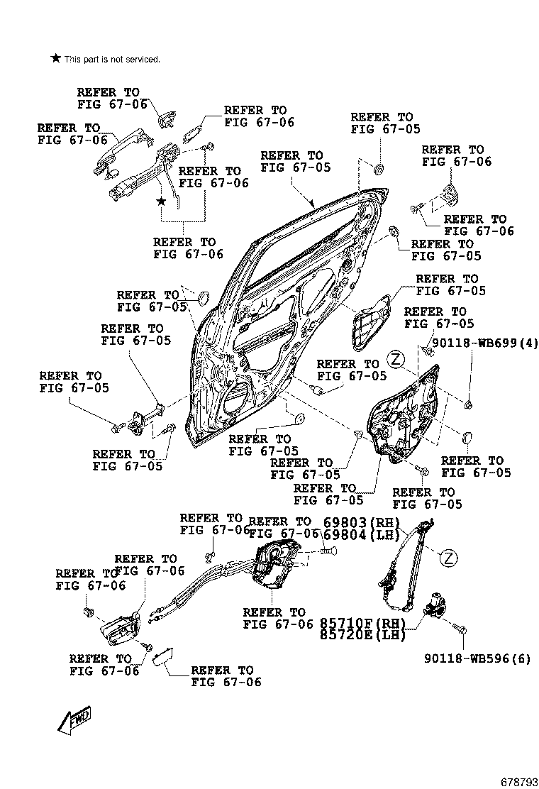 69804-WB002 REGULATOR SUB-ASSY, REAR DOOR WINDOW, LH product image