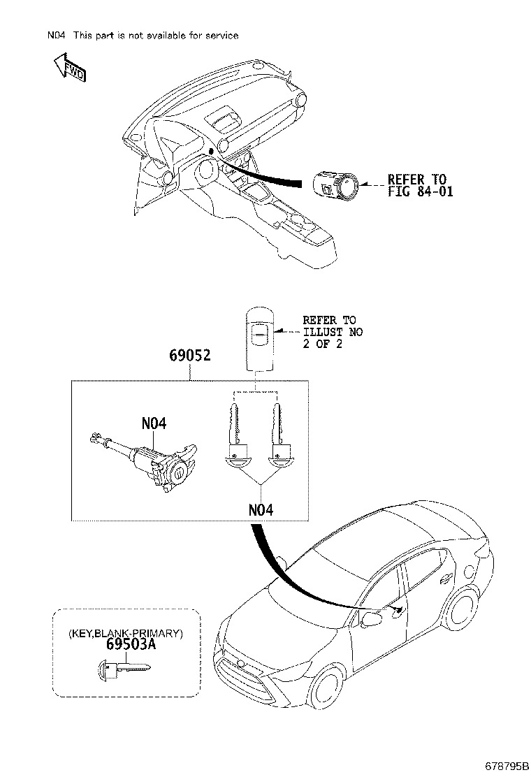 Toyota 69052-WB001 CYLINDER & KEY SET, DOOR LOCK, LH