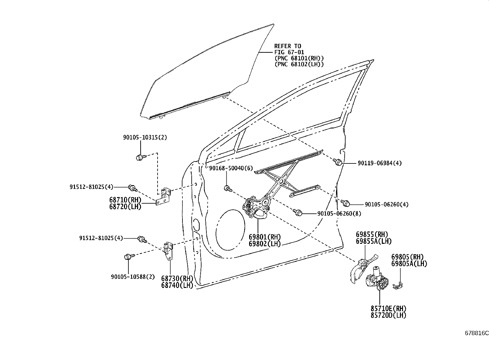 Toyota 68740-48010 HINGE ASSY, FRONT DOOR, LOWER LH