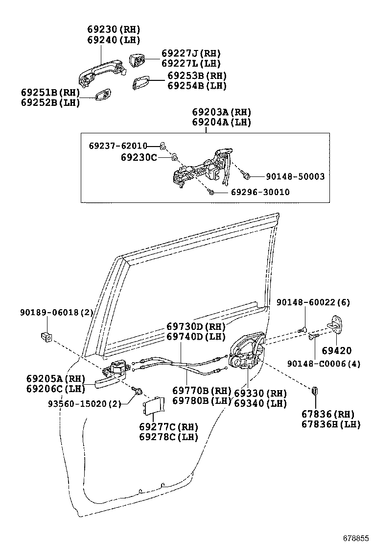 69228-60030-A2 COVER, REAR DOOR OUTSIDE HANDLE, LH product image