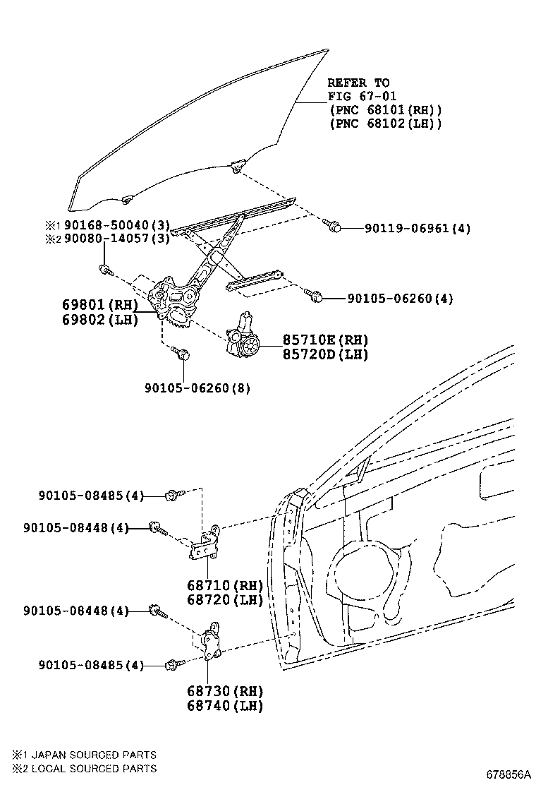 85720-42110 MOTOR ASSY, POWER WINDOW REGULATOR, LH product image