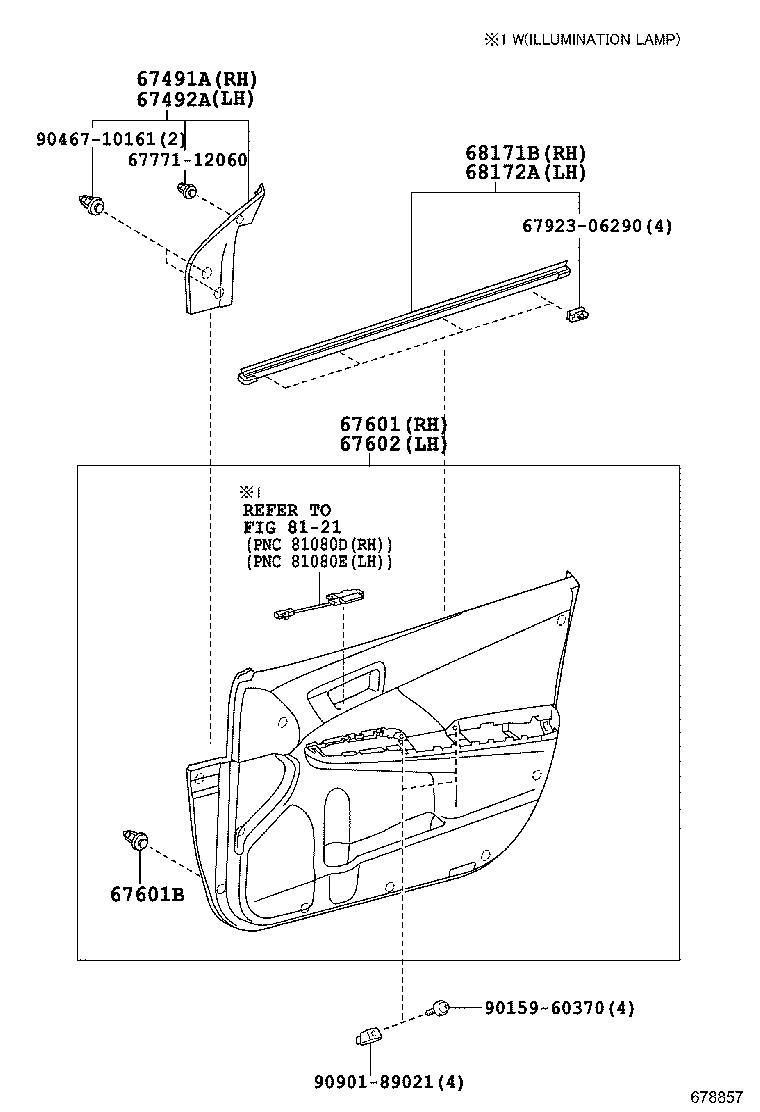 67401-06140 FRAME SUB-ASSY, FRONT DOOR, FRONT LOWER RH product image