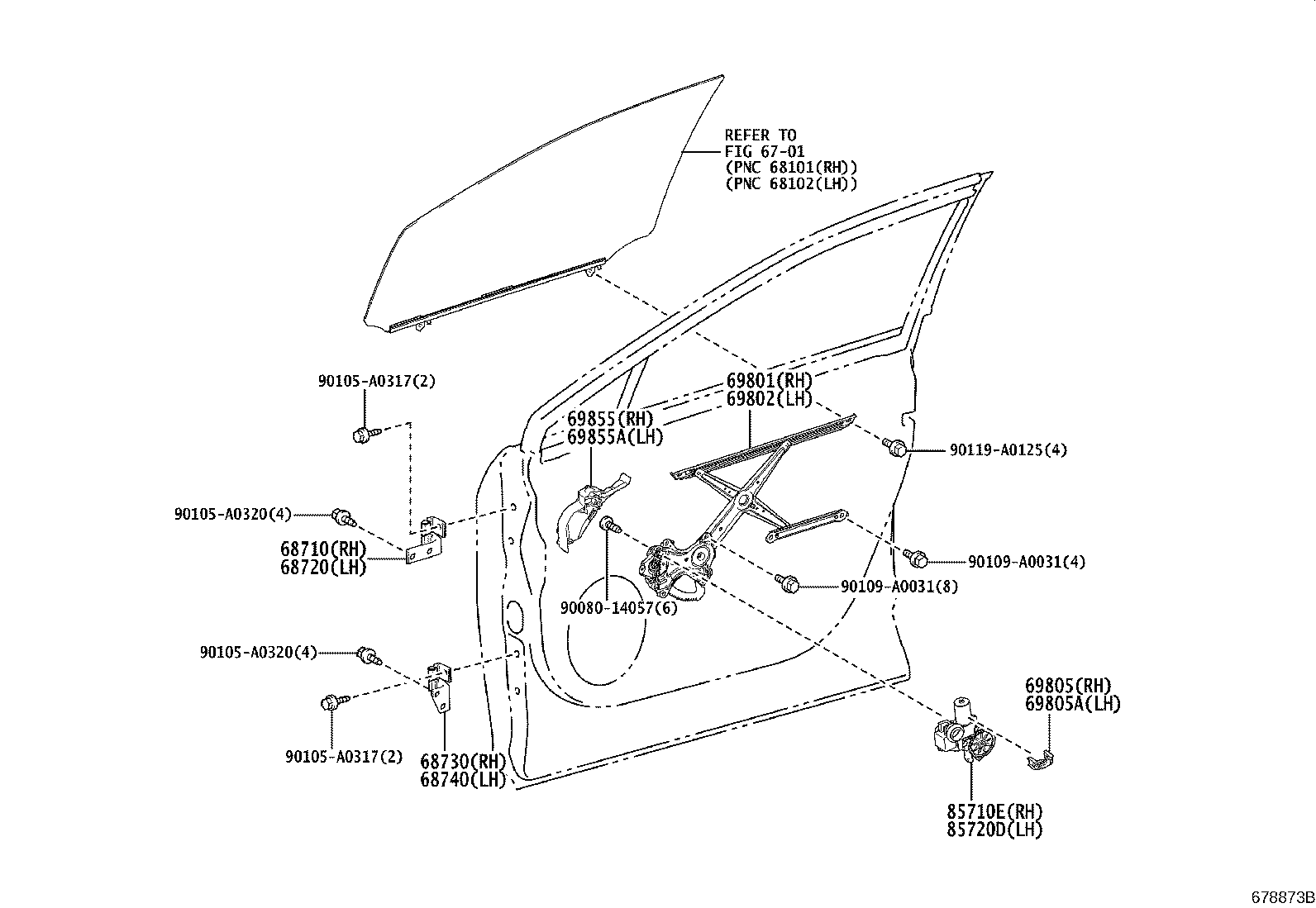 Toyota 85710-0E071 MOTOR ASSY, POWER WINDOW REGULATOR, RH