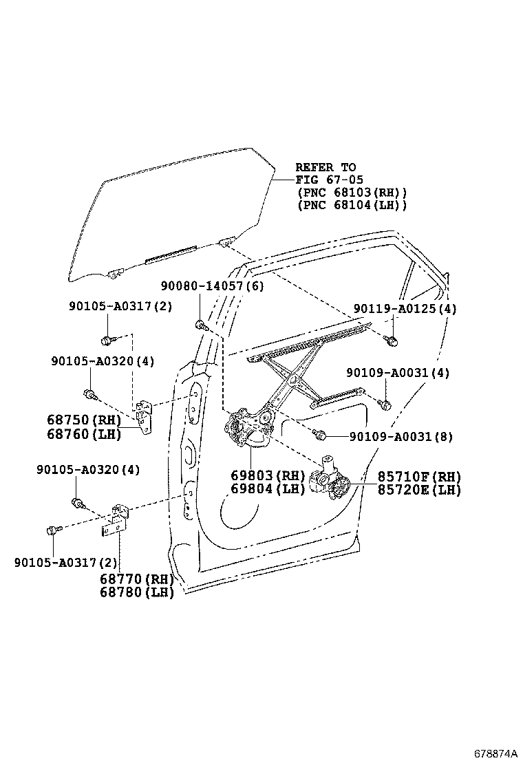 Toyota 85720-0E101 MOTOR ASSY, POWER WINDOW REGULATOR, LH