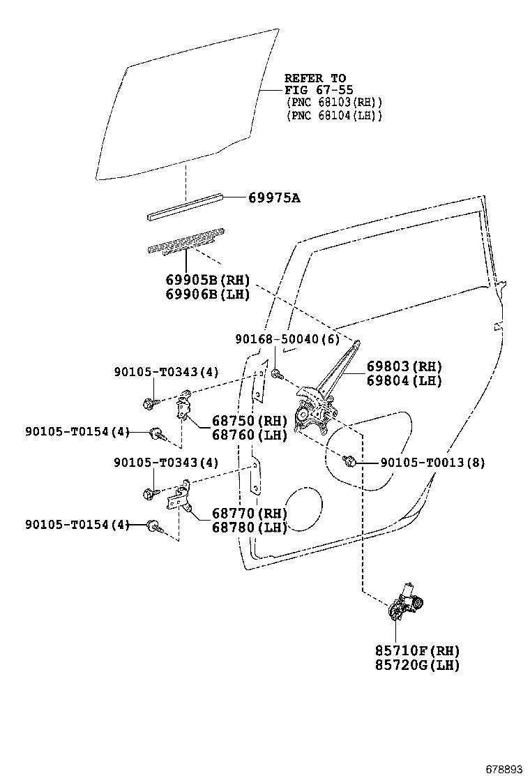 69905-0K100 CHANNEL SUB-ASSY, REAR DOOR GLASS, RH product image