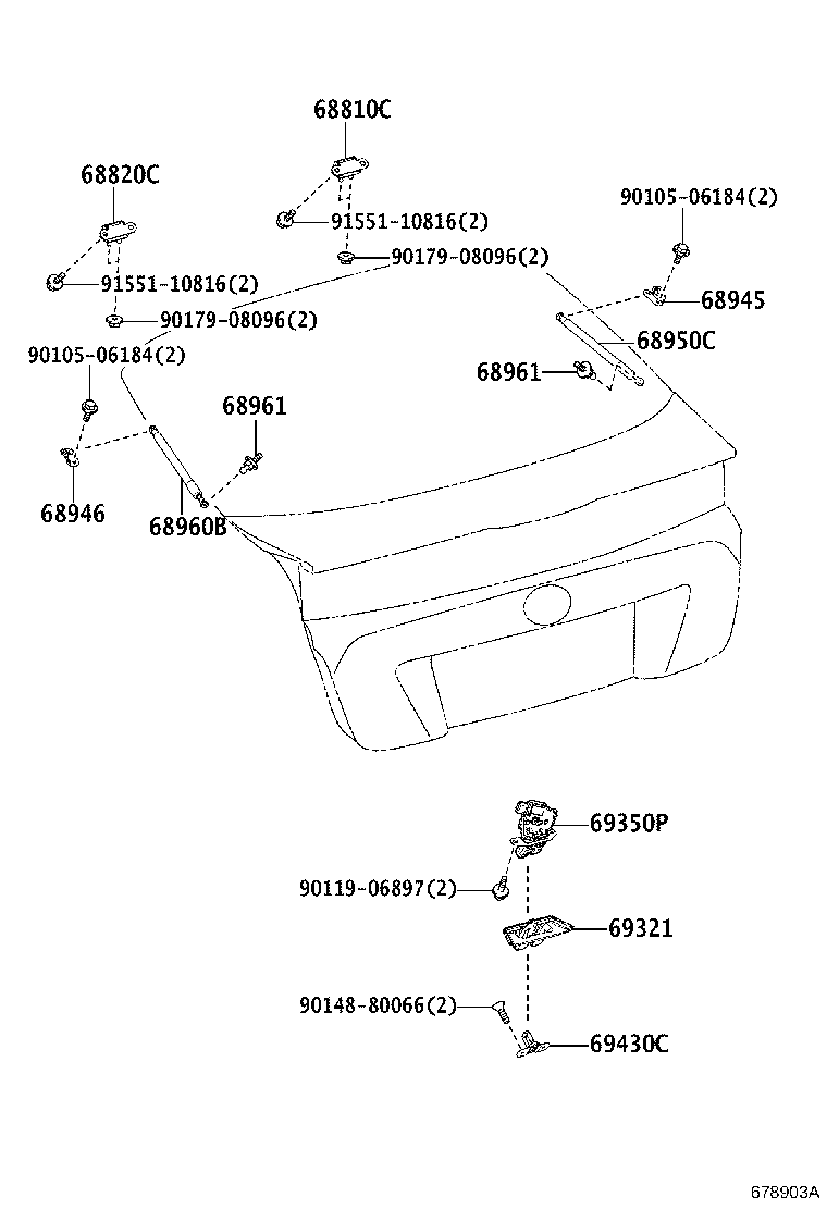 Toyota 68810-47080 HINGE ASSY, BACK DOOR, RH