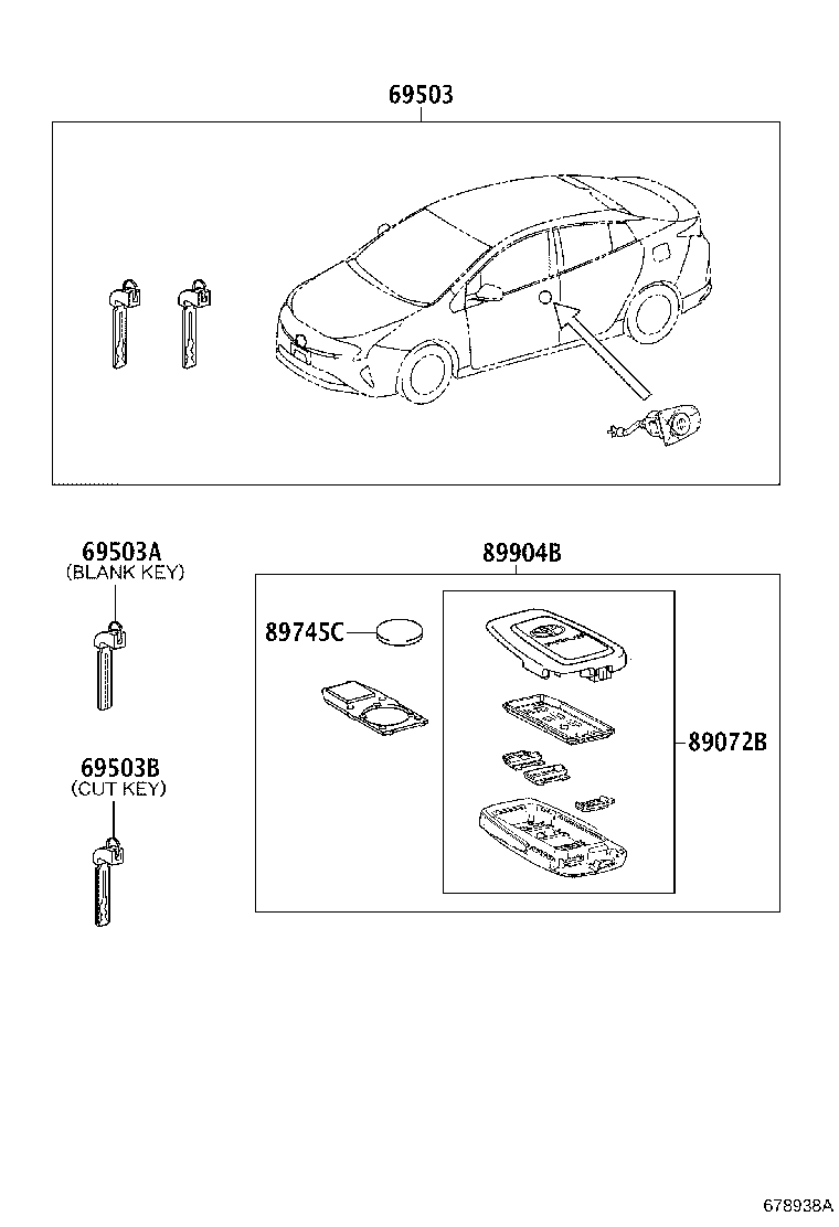 Toyota 69005-47230 CYLINDER SET, LOCK