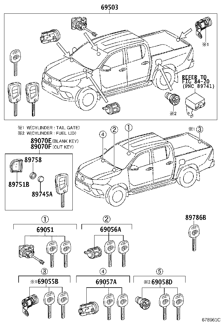 69005-0KB40 CYLINDER SET, LOCK product image