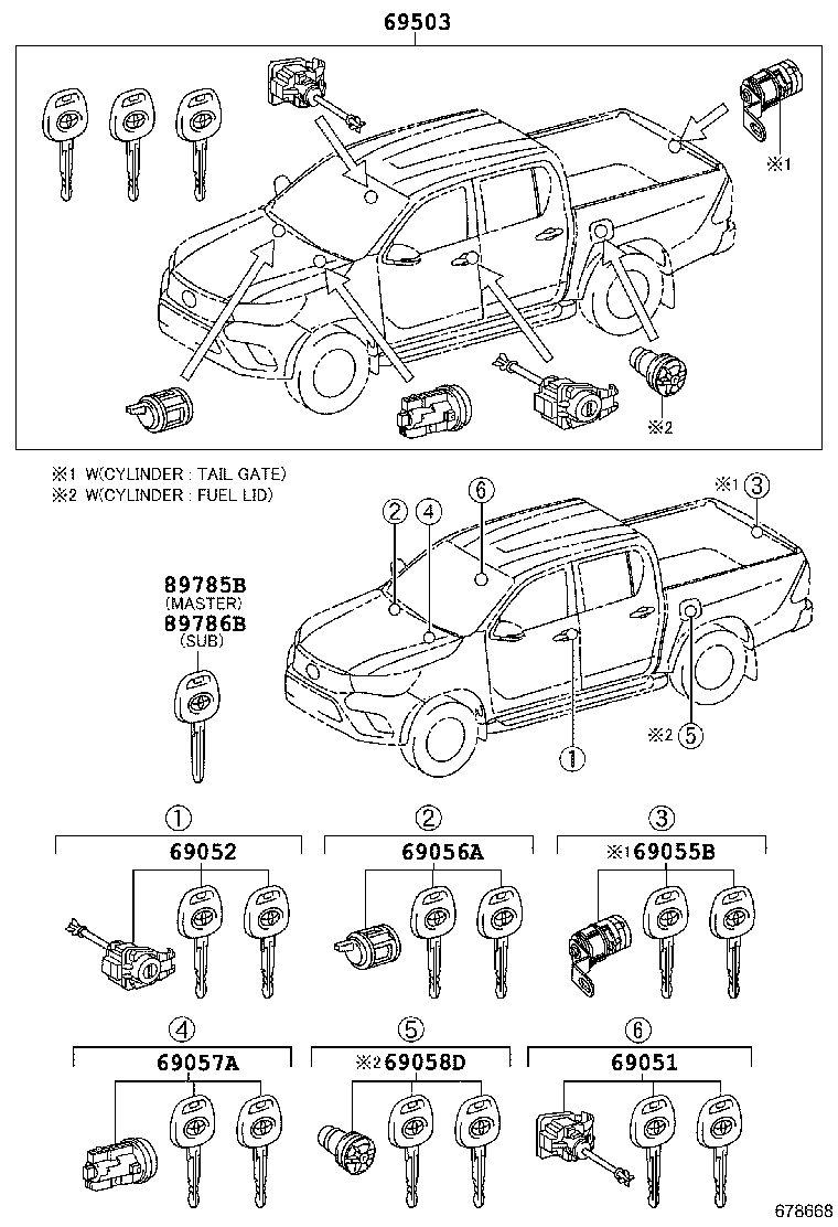 69005-0KB40 CYLINDER SET, LOCK product image