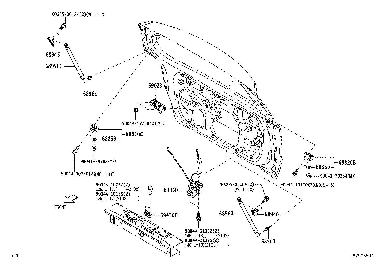 68960-BZ250 STAY ASSY, BACK DOOR, LH product image