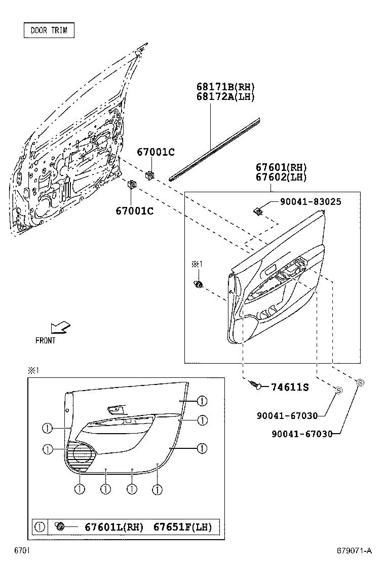 67862-BZ170 WEATHERSTRIP, FRONT DOOR, LH product image
