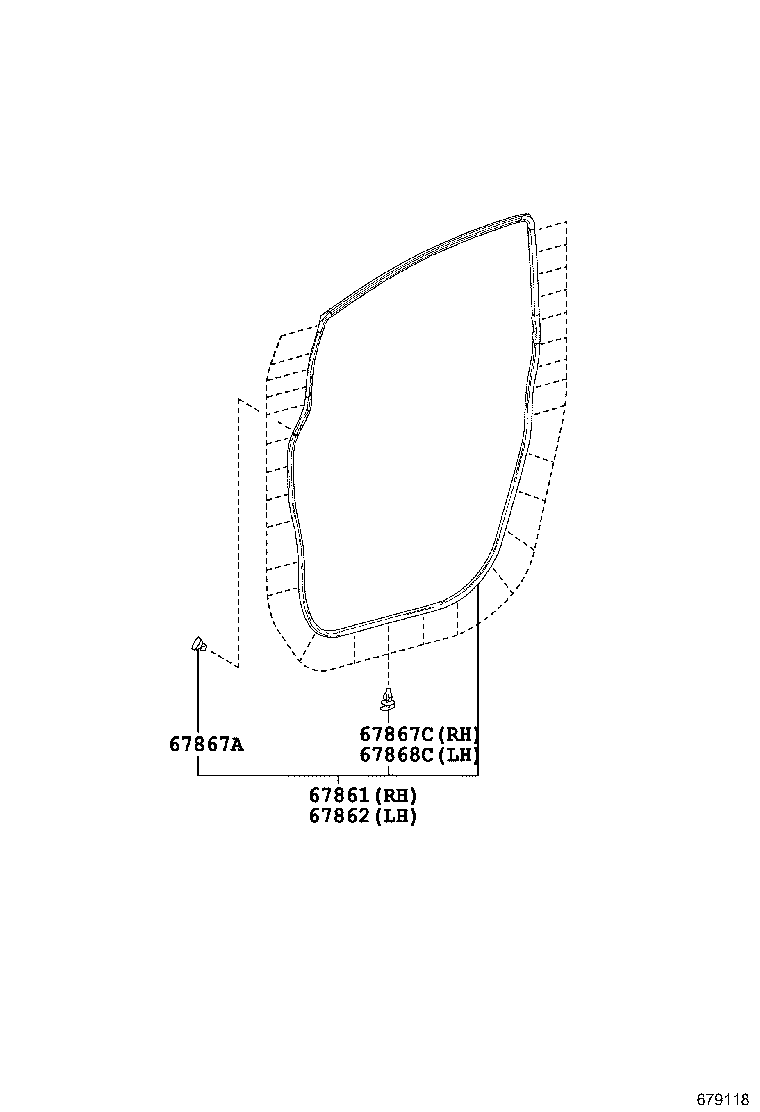 67404-58030 FRAME SUB-ASSY, FRONT DOOR, REAR LOWER LH product image