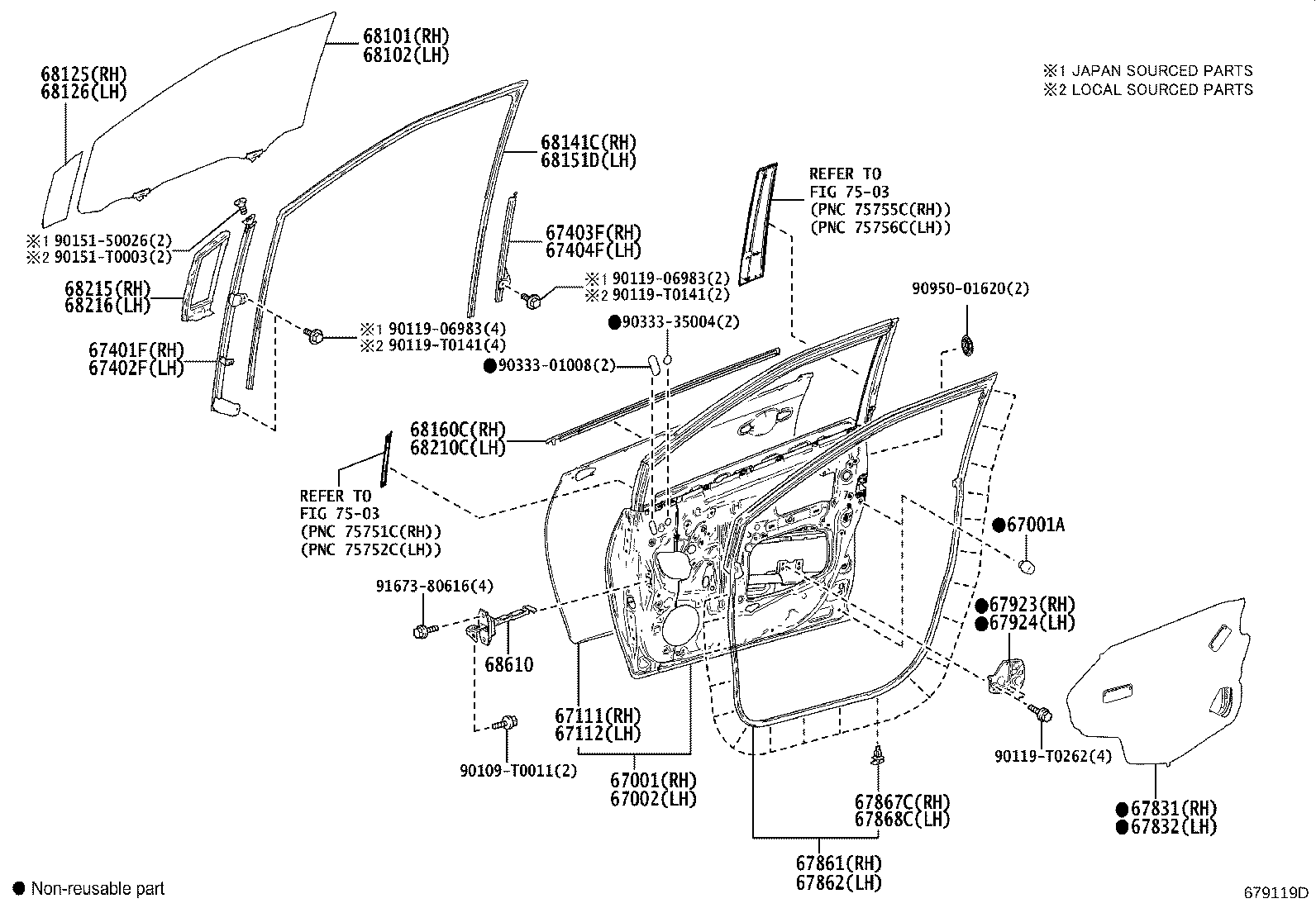 67401-0D080 FRAME SUB-ASSY, FRONT DOOR, FRONT LOWER RH product image