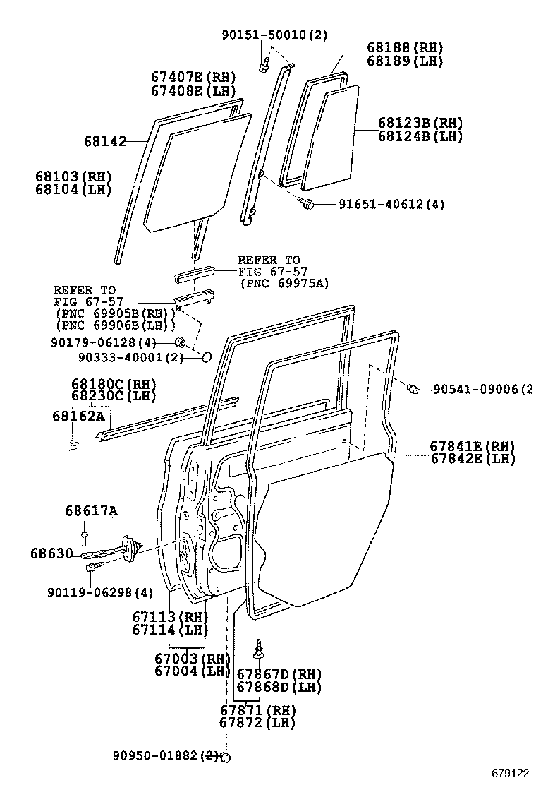 68113-60060 GLASS SUB-ASSY, REAR DOOR, RH product image