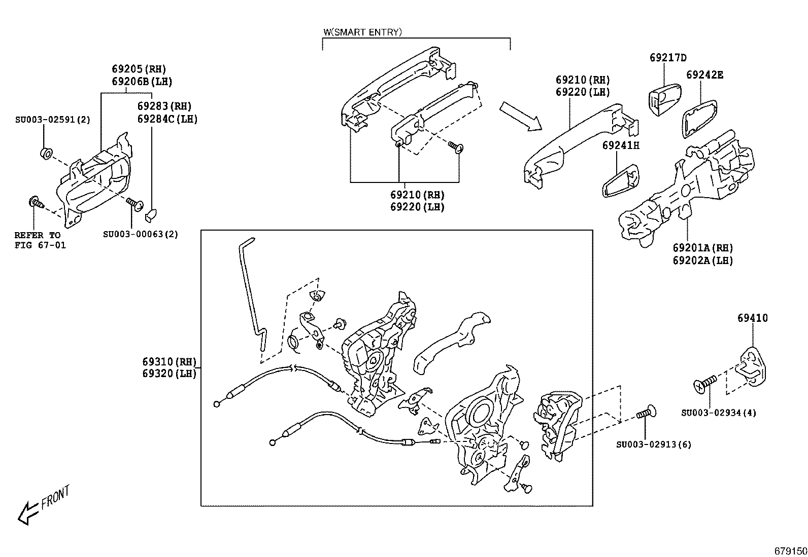 SU003-08367 HANDLE SUB-ASSY, FRONT DOOR INSIDE, RH product image