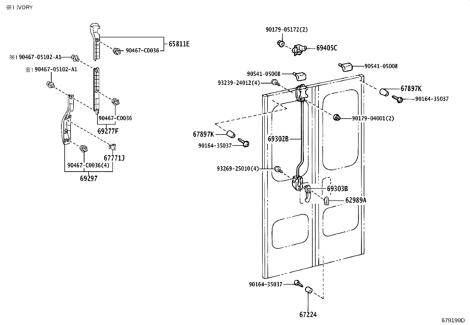 62989-0S010 COVER, CENTER DOOR LOCK product image