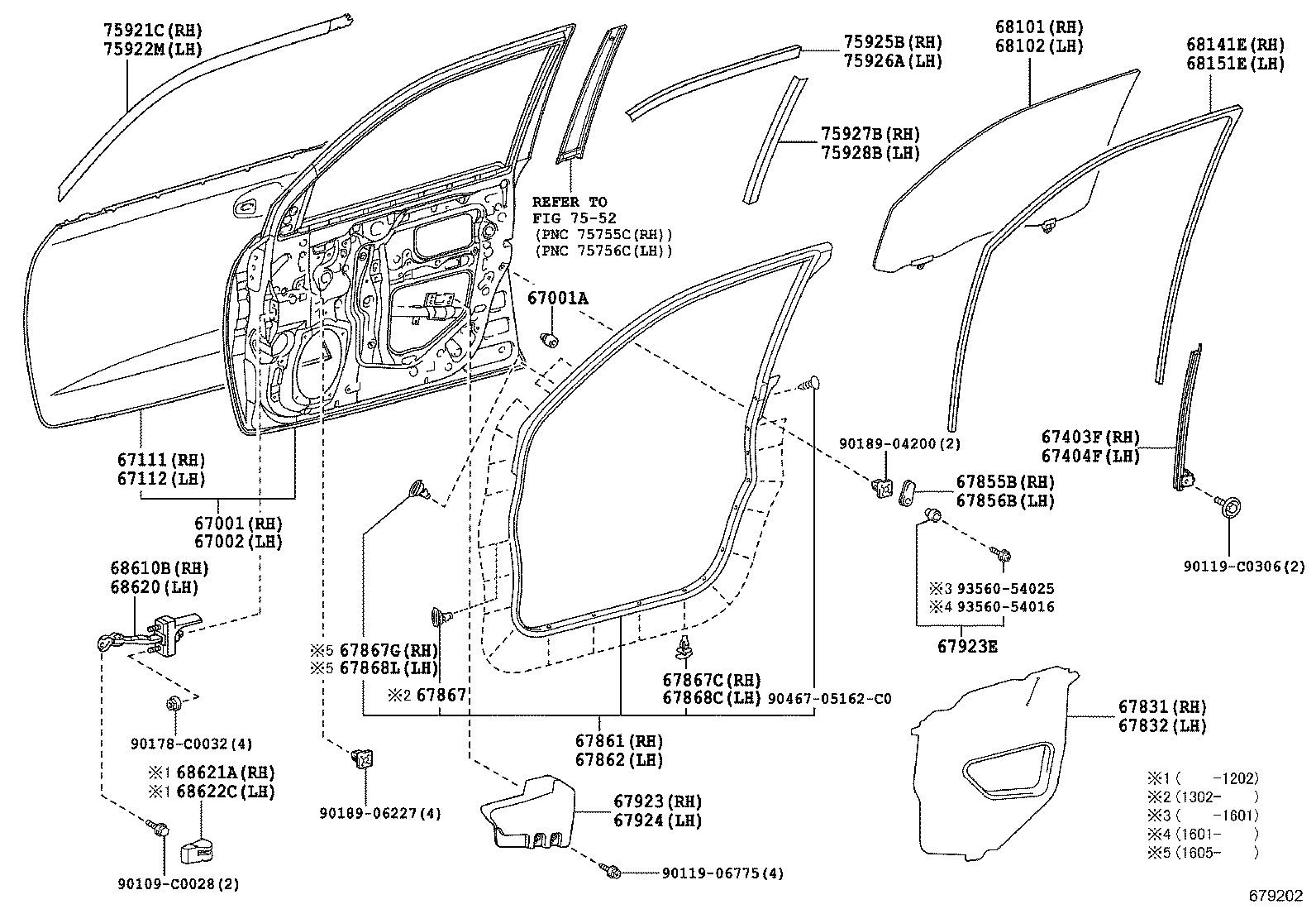 67862-60160 WEATHERSTRIP, FRONT DOOR, LH product image