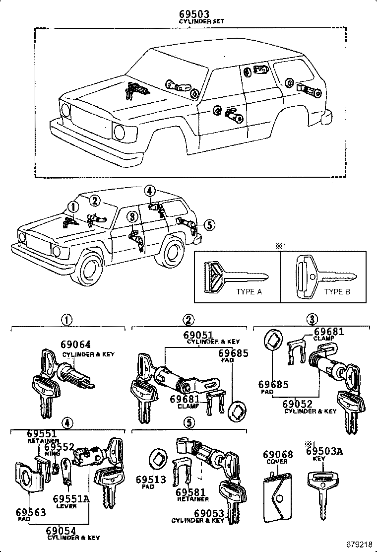 69005-90A12 CYLINDER SET, LOCK product image