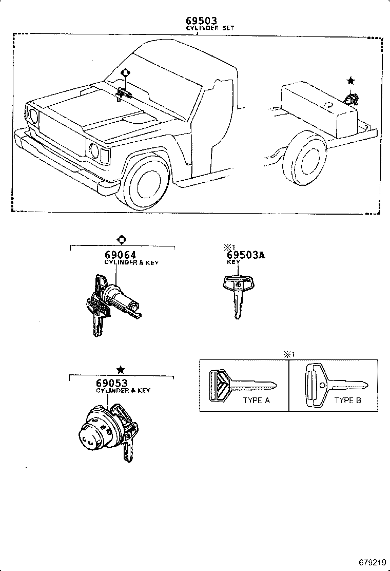 69005-90A12 CYLINDER SET, LOCK product image