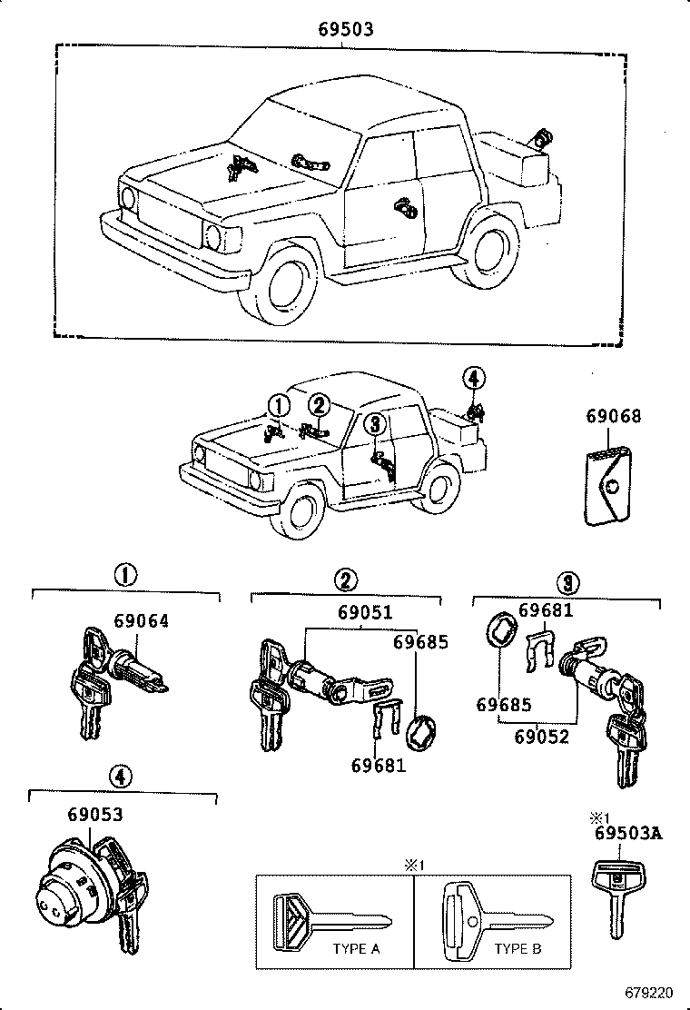 69005-90A12 CYLINDER SET, LOCK product image