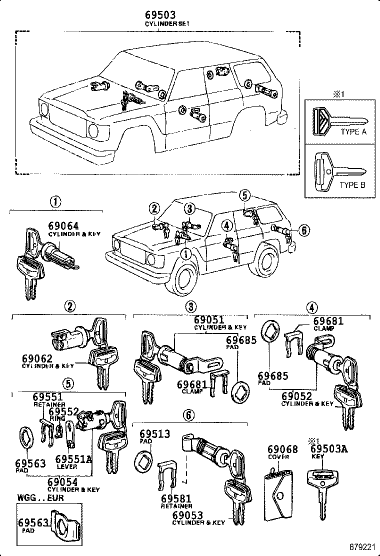 69005-90A15 CYLINDER SET, LOCK product image