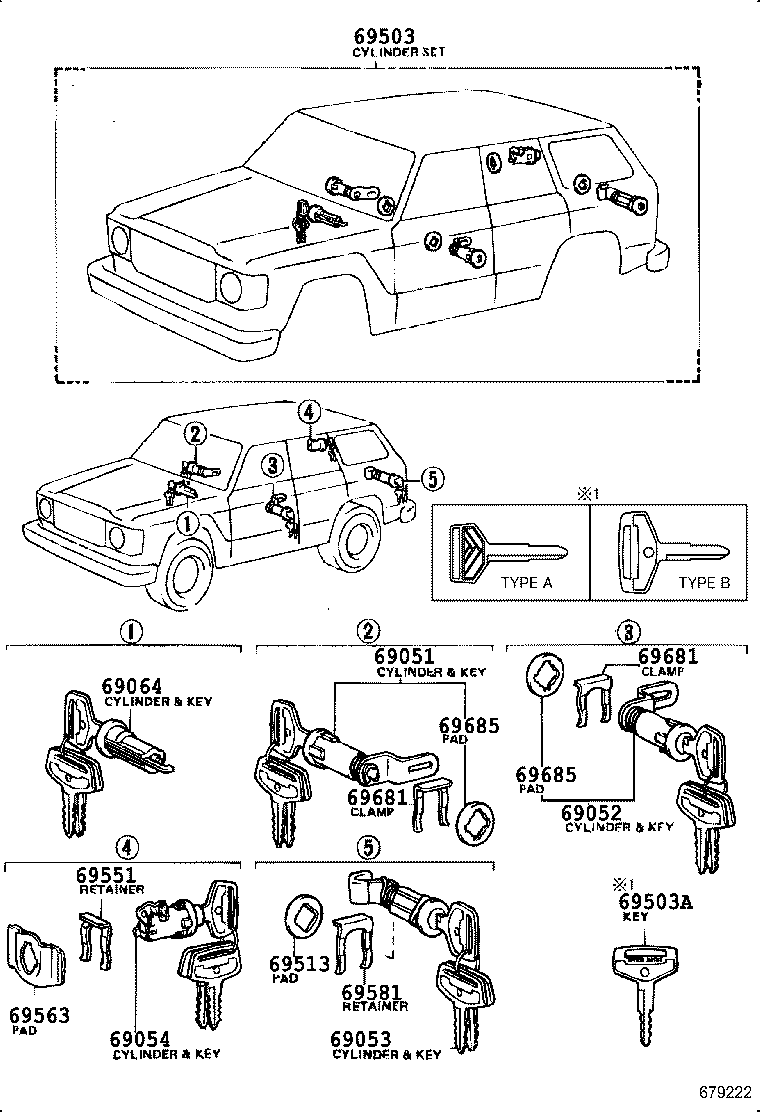 69005-90A17 CYLINDER SET, LOCK product image