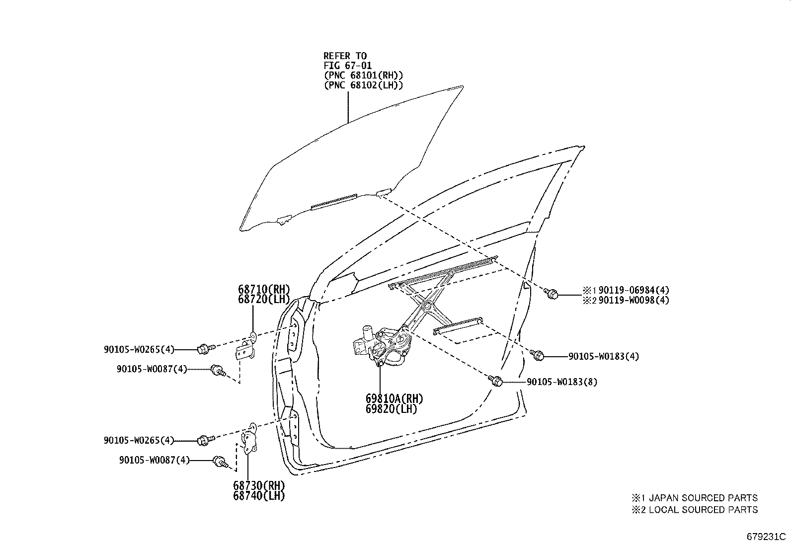 Toyota 68720-02060 HINGE ASSY, FRONT DOOR, UPPER LH