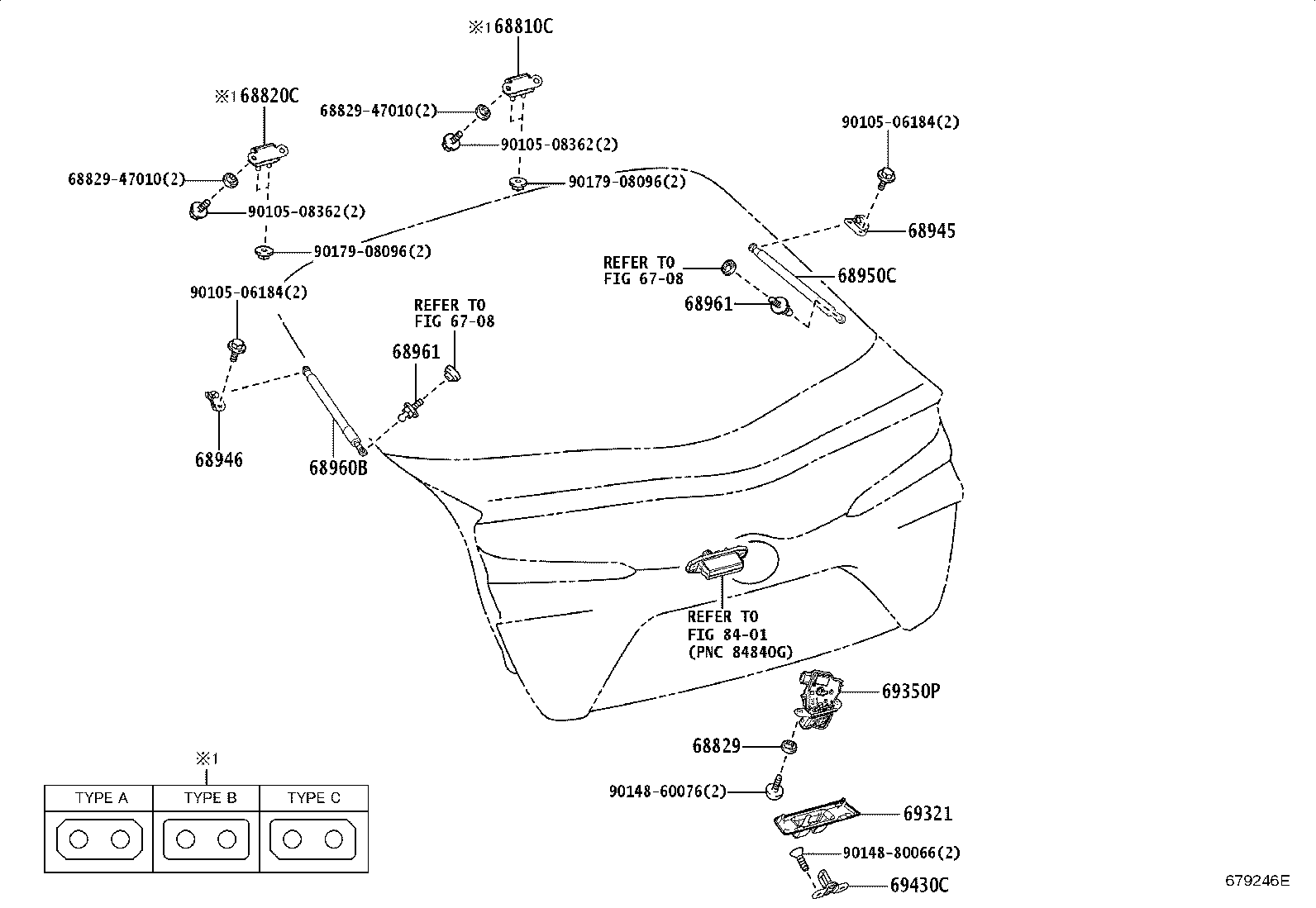 Toyota 68810-47100 HINGE ASSY, BACK DOOR, RH