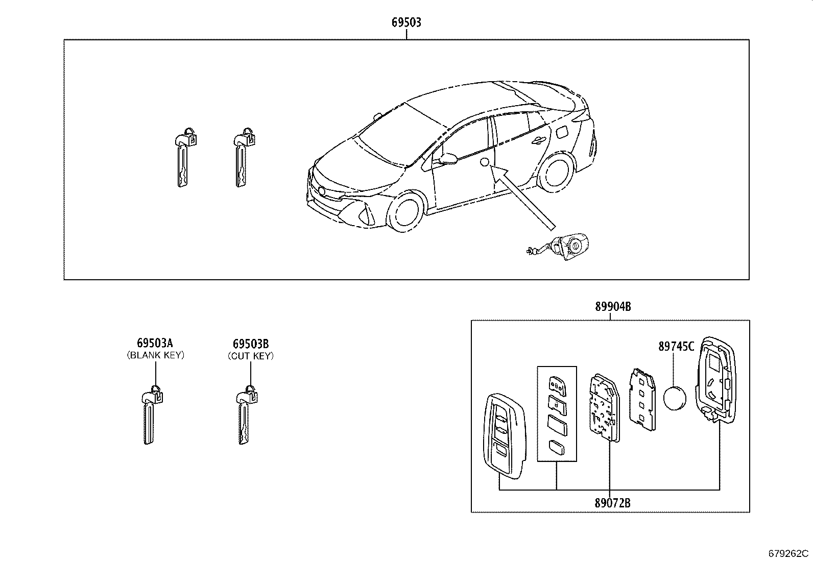 Toyota 89072-47460 HOUSING SET, DOOR CONTROL TRANSMITTER (FOR SMART KEY)