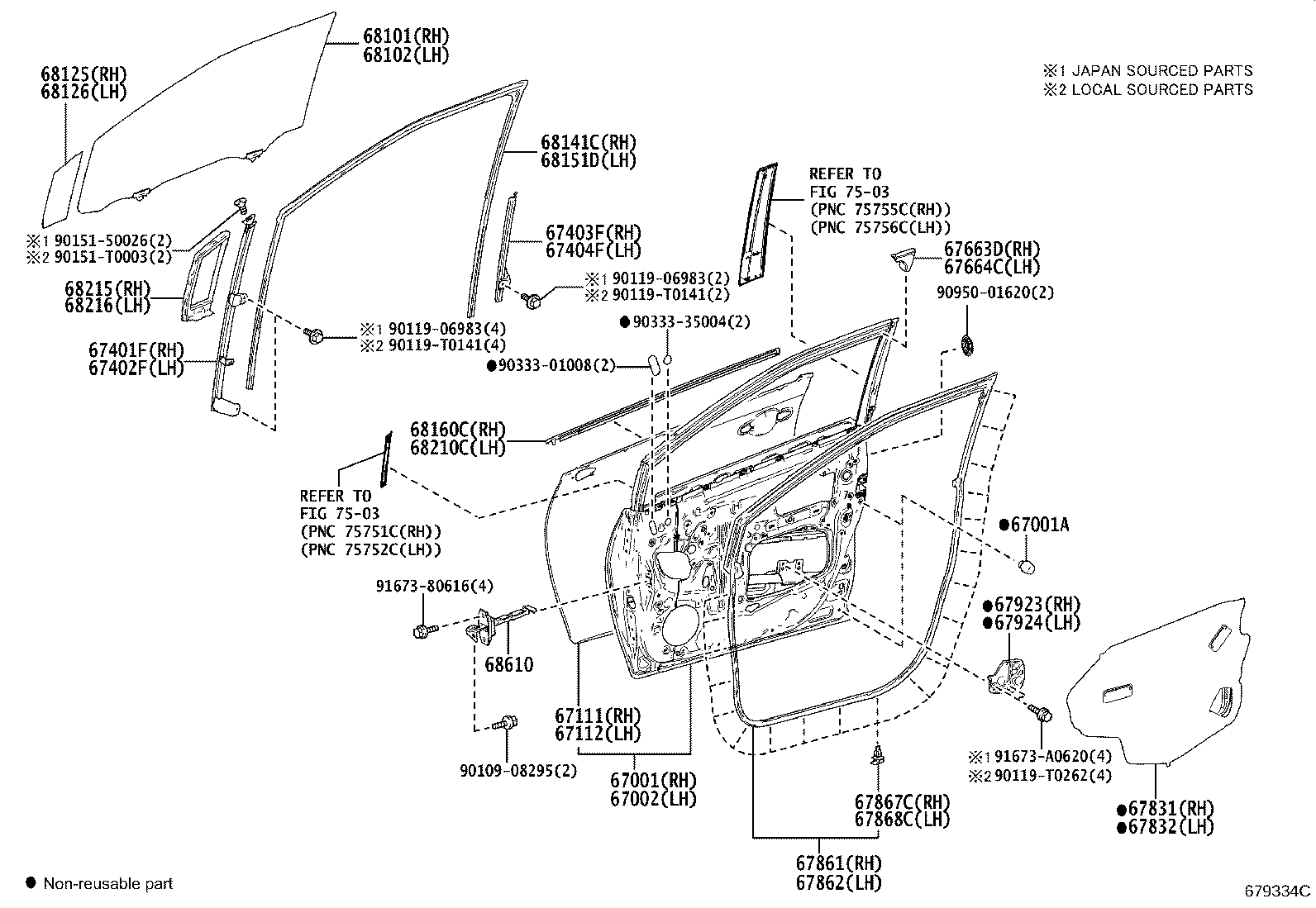 67401-0D110 FRAME SUB-ASSY, FRONT DOOR, FRONT LOWER RH product image