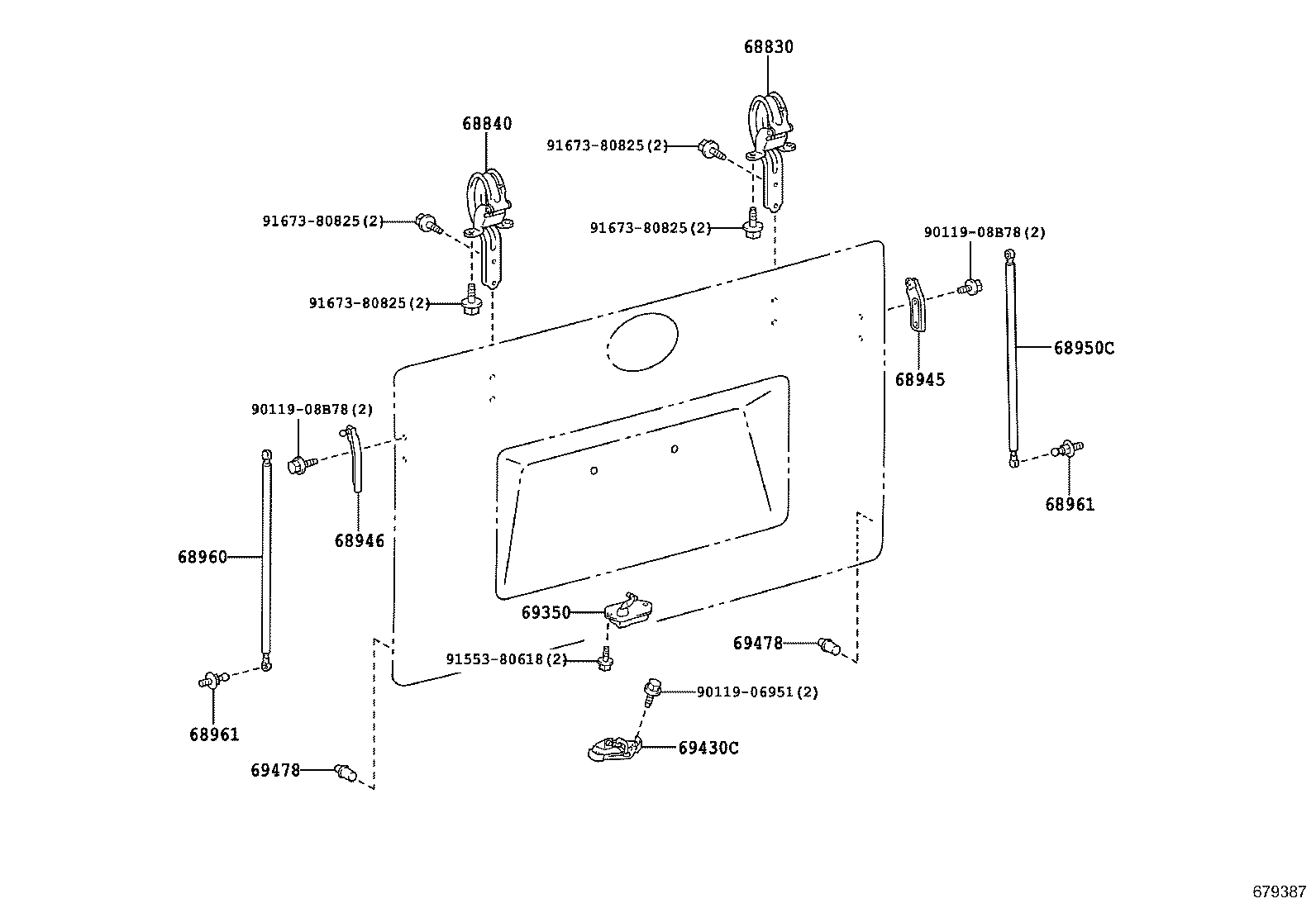 68950-36070 STAY ASSY, BACK DOOR, RH product image