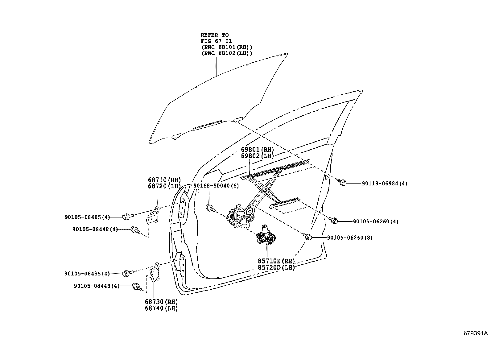 Toyota 85710-10110 MOTOR ASSY, POWER WINDOW REGULATOR, RH