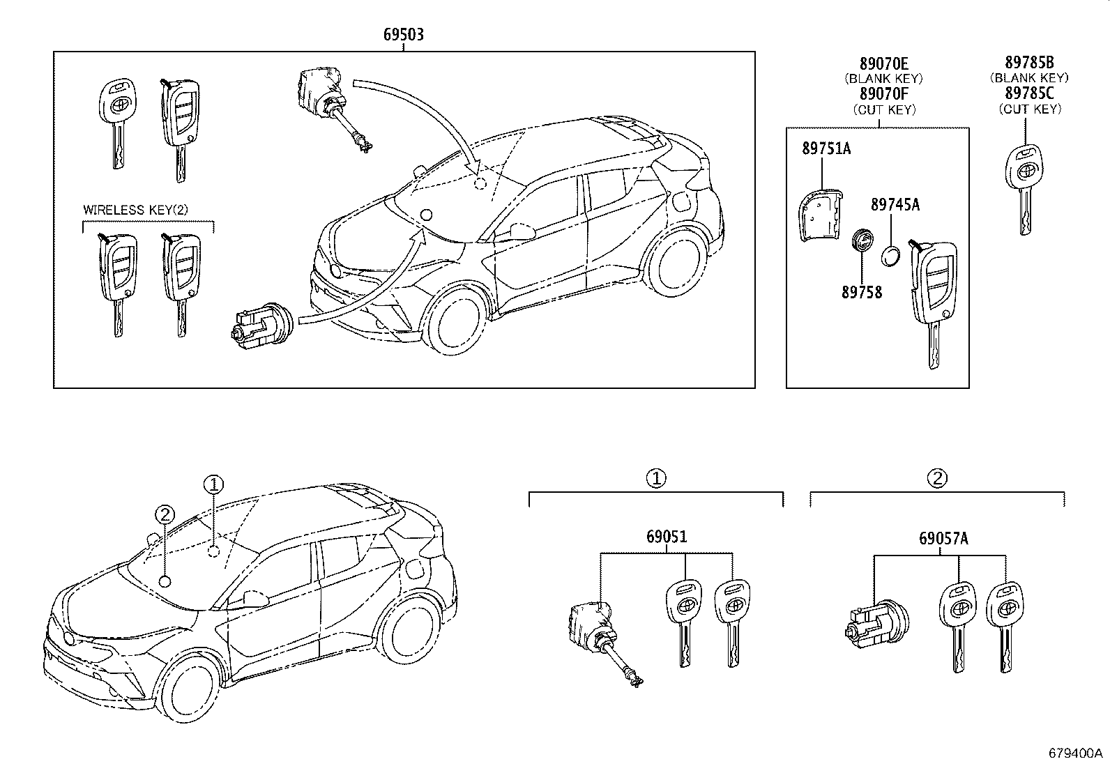69005-10410 CYLINDER SET, LOCK product image