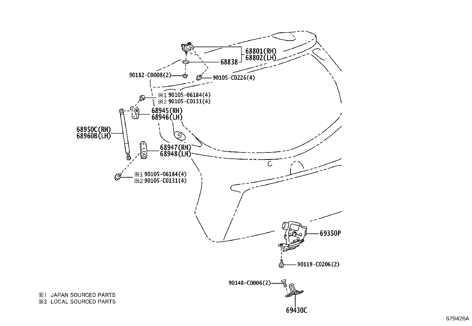 69430-0D080 STRIKER ASSY, BACK DOOR LOCK product image