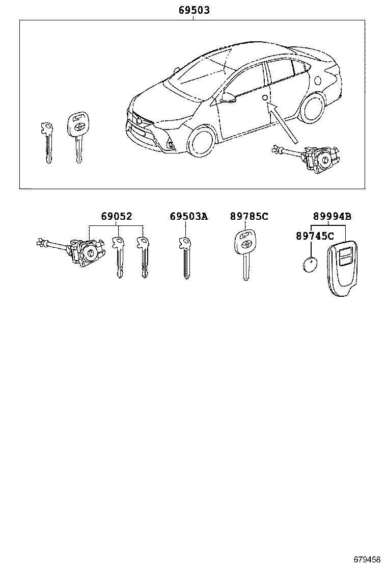 69005-0DA20 CYLINDER SET, LOCK product image