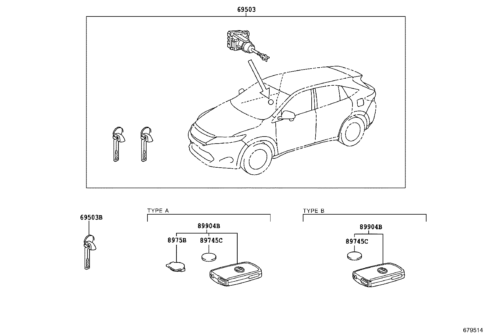 69005-48600 CYLINDER SET, LOCK product image