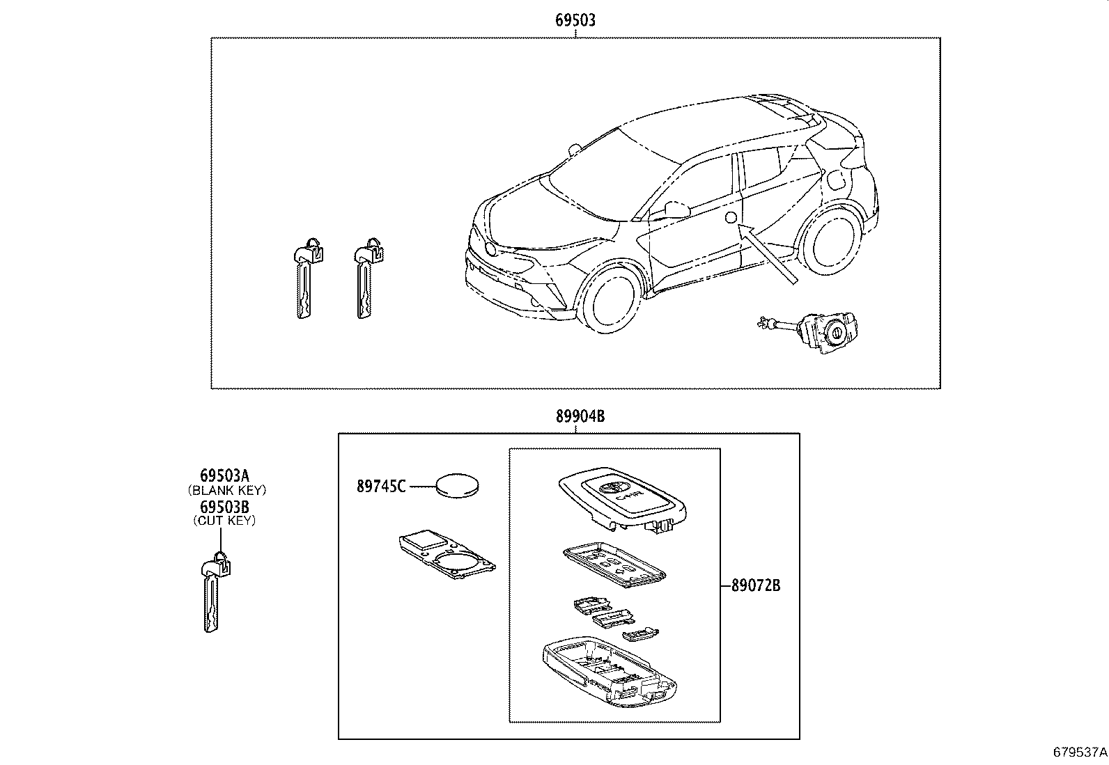 Toyota 89704-F4091 CYLINDER SET, LOCK