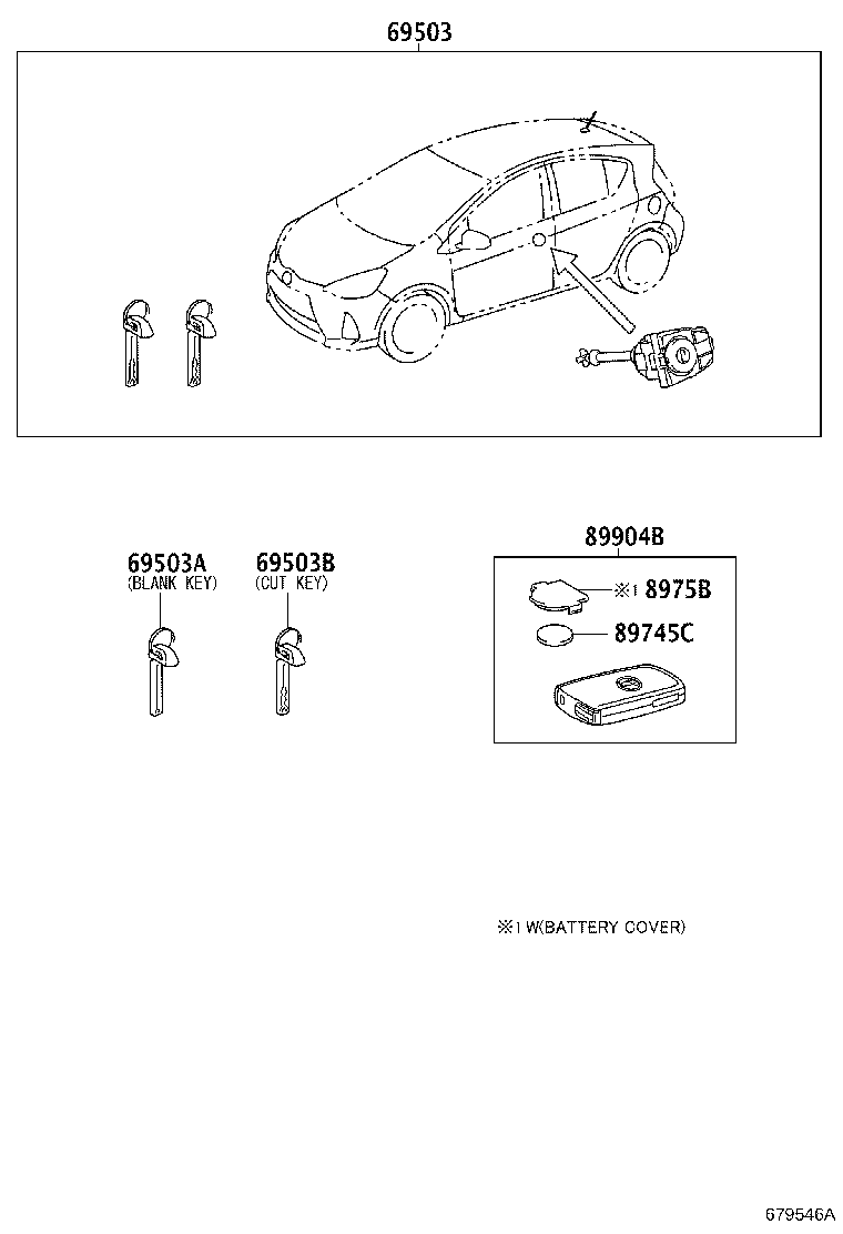 Toyota 69005-52N50 CYLINDER SET, LOCK