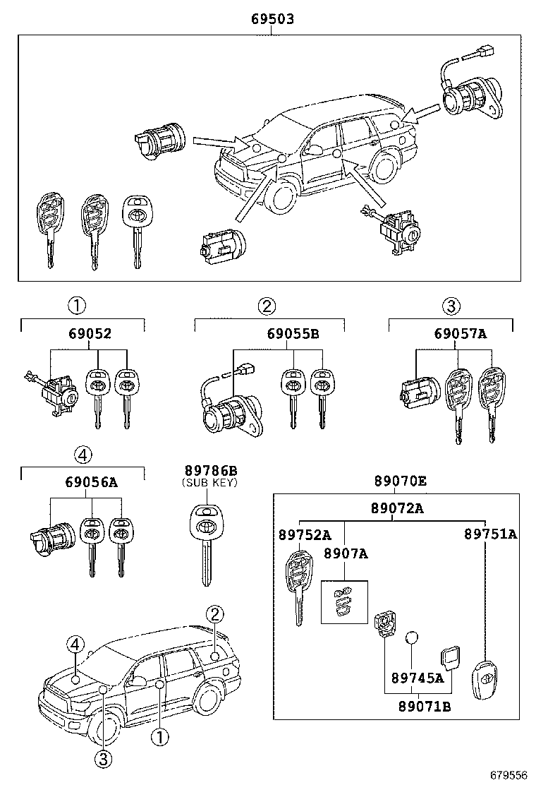 69005-0C250 CYLINDER SET, LOCK product image