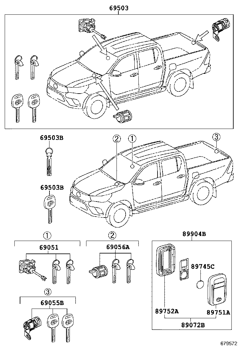 69005-0K400 CYLINDER SET, LOCK product image